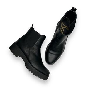 Sam Edelman Black Leather Chelsea Lug Ankle Boots